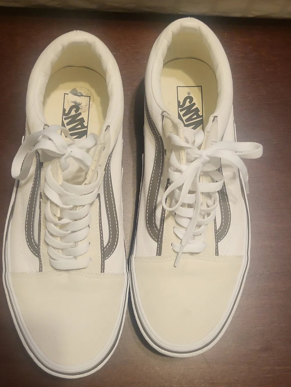 Vans White Low-Top Sneakers with Black Side Stripe